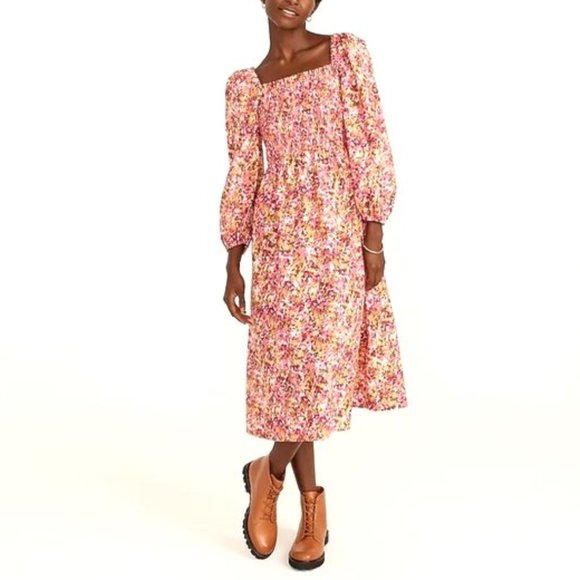 J. Crew Dresses & Skirts - J Crew Smocked Puff Sleeve Dress In Faded Floral Cottagecore Whimsical